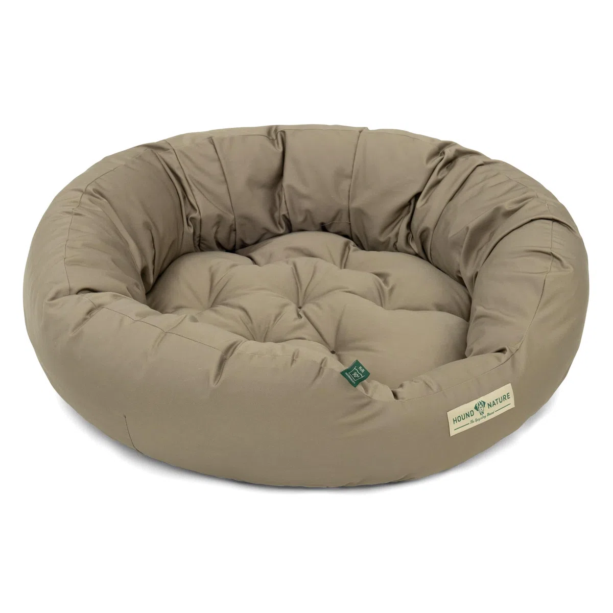 HOUND & NATURE Öko Hundebett St. Moritz - rund, kuschelig und waschbar, Donut Hundekorb für mittlere Hunde (M - 77x70 cm - Taupe)