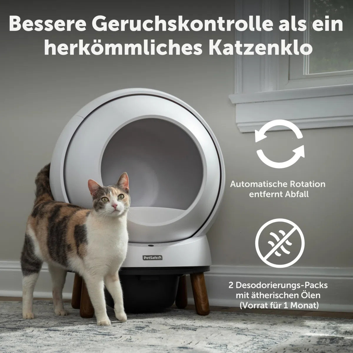 PetSafe ScoopFree SmartSpin Selbstreinigende Katzentoilette | Fortschrittliche Geruchsbekämpfung, Gesundheitsmonitor, App-gesteuert, Kompatibel mit Jeder Streu