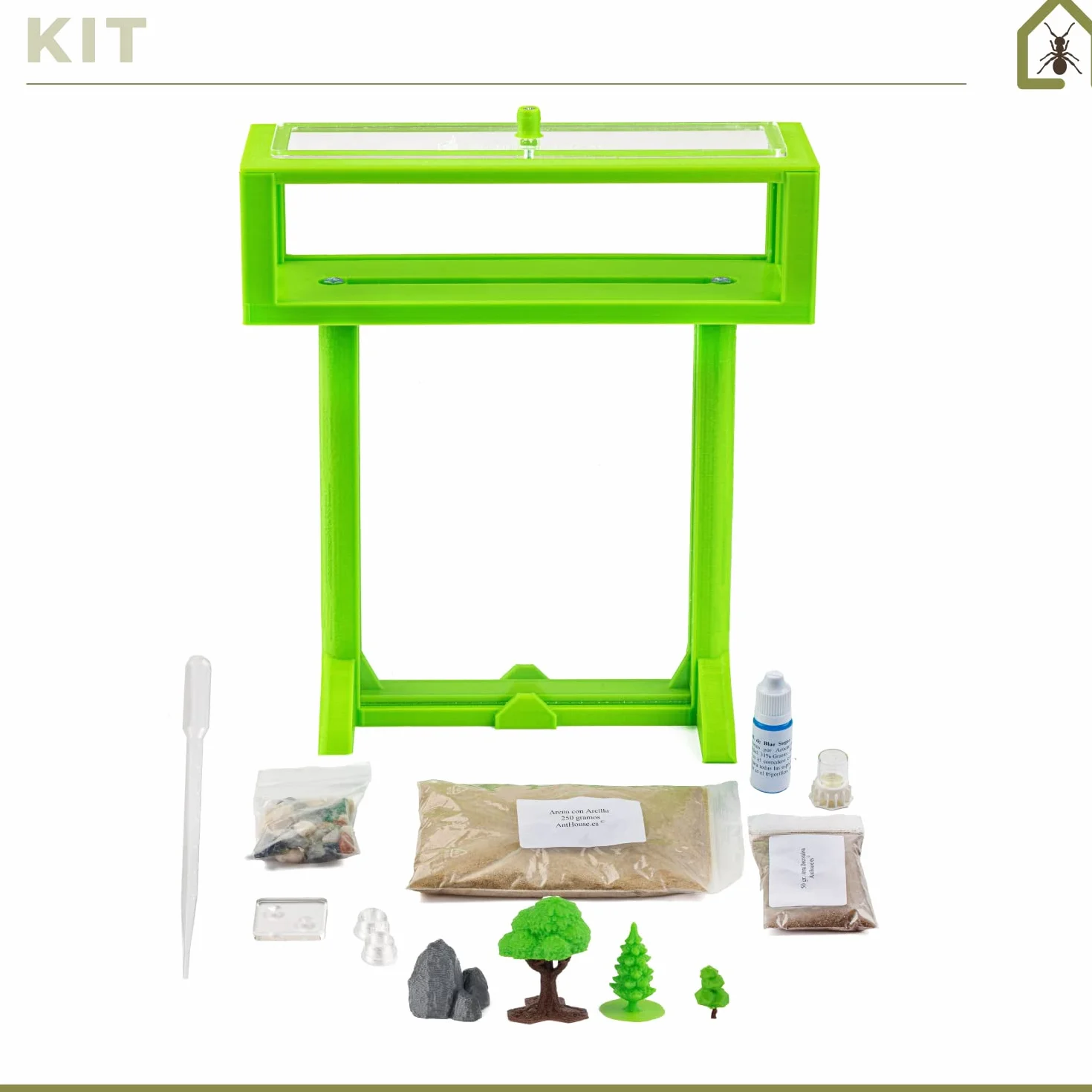 AntHouse - Natürliche Ameisenfarm aus Sand | 3D T Kit 15x15x1,5cm Grau| Inklusive Ameisen