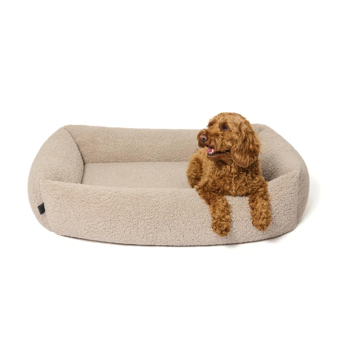 Sven Hundebett | Orthopädisches Hundebett | Teddy-Stoff | Hundekörbchen für kleine, mittelgroße und große Hunde (Greige, 75x105cm)