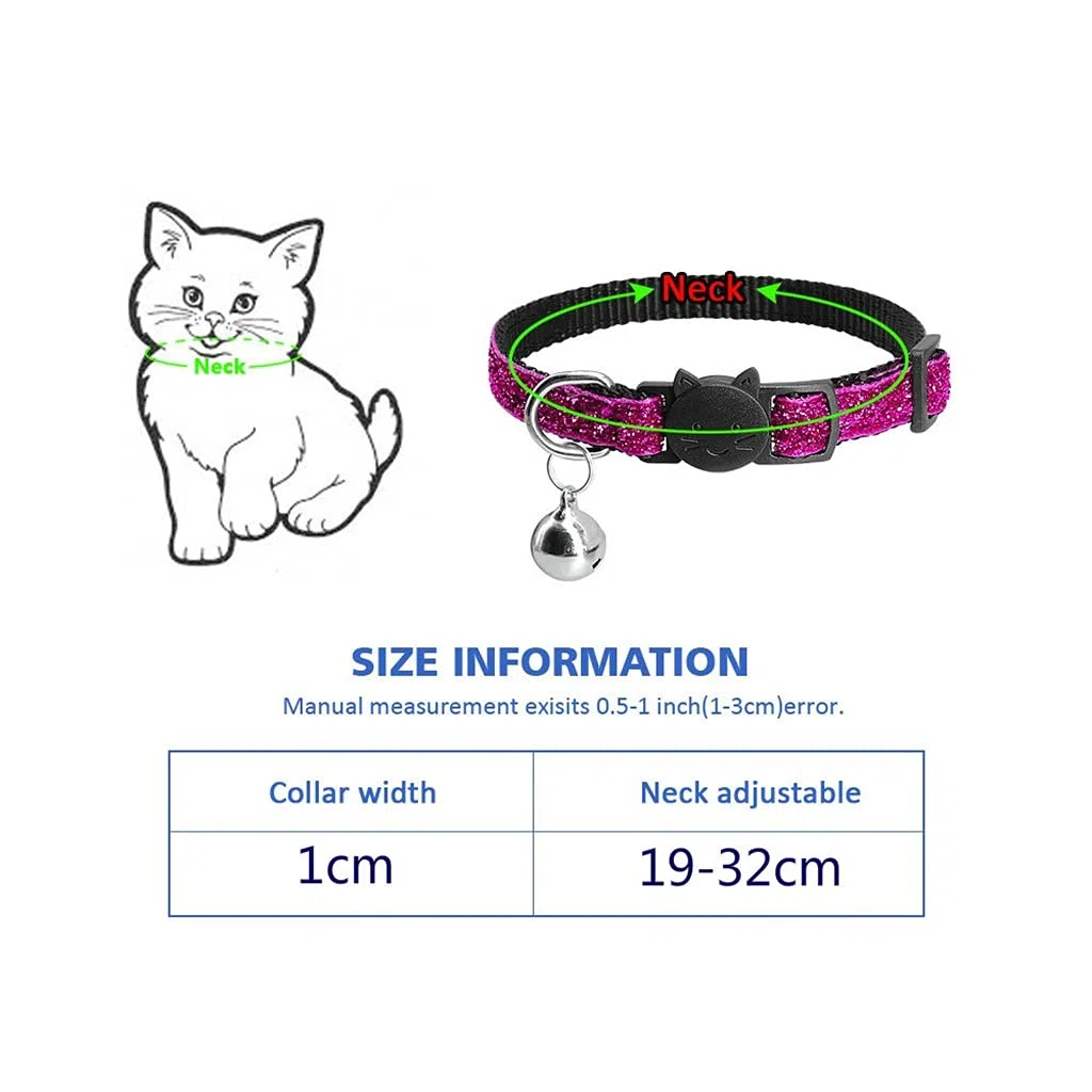 2021 Haustier Katzen Halsband mit Glocke Breakaway Mode Verstellbar Kätzchen Katzen Pailletten Halsband Katzen Zubehör Haustier Zubehör (Gelb)