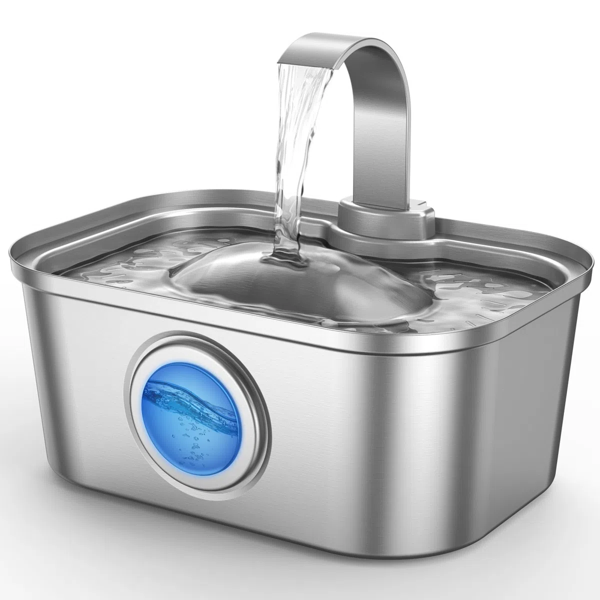 Bobo&Dragon Edelstahl Katze Wasserbrunnen 3,515.3 g/3.5L, Ultra Leise Automatischer Haustier Wasserspender für Mehrere Katzen & Hunde, 6-lagige Filtration, Smart Window, Eingebaute 2+2 Ersatzfilter