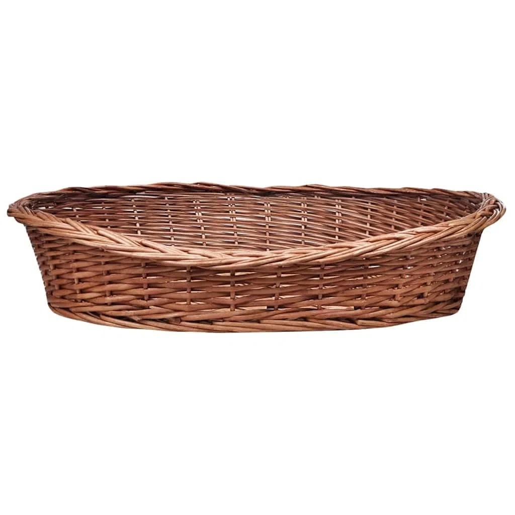 Hundebett aus Weide Natur 90 cm Hundekorb aus Weidengeflecht Haustierbett für große Hunde