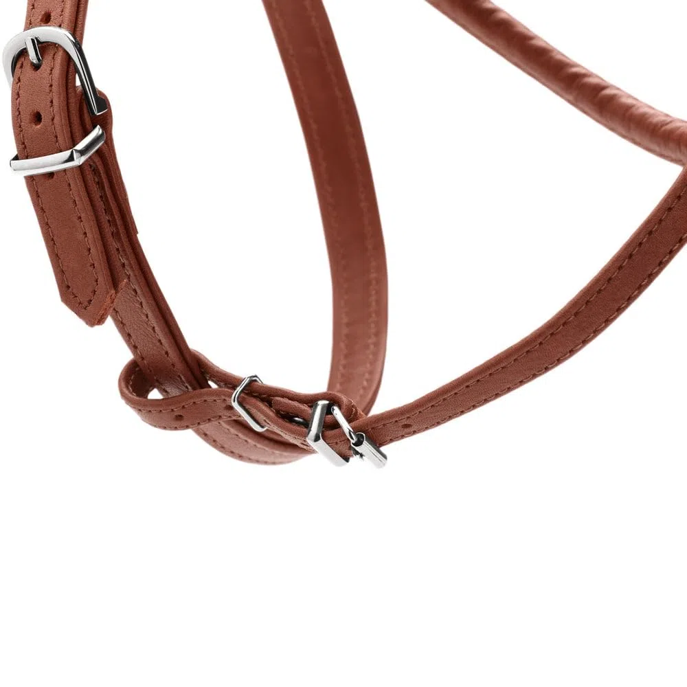 Hunter Hundegeschirr Round & Soft Canadian UP, Farbe: Cognac, weiches, geschmeidiges Leder, rundgenäht, fellschonend, nachhaltig, Made in Germany, Größe: S/1