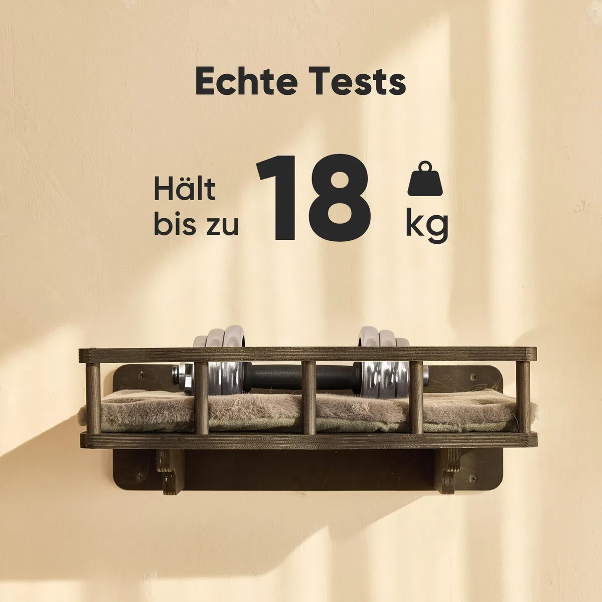 FUKUMARU Kletterwand Katzen-Set, 4 in 1 stabiles Wandmöbel aus mehrschichtigem Holz mit Hängematte, Wandregalen, Kratzbaum und Sisalmatte – Platzsparende Kletterwand (Schwarz)