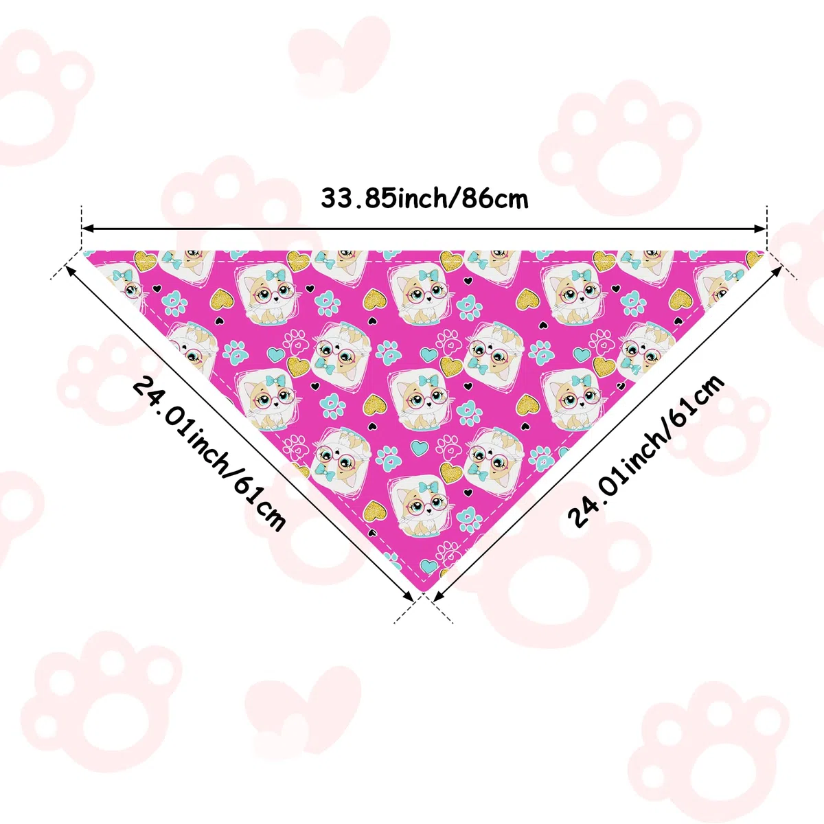 Hundehalstücher, groß, 84 cm, für extra große Hunde, Mädchen, Jungen, mit Pfotenabdruck, Dreieck-Lätzchen, Kopftuch, Schal, Webkante, Nähkante, Fellpflege, Kostüm, 200 Stück