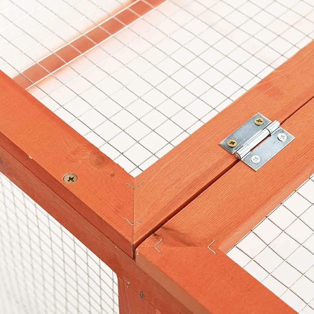 Kaninchenstall Massivholz Tanne 124x120x60 cm mit Schutzdach und Gitter, Kleintier Gehege für Kaninchen Meerschweinchen Hamster, Freilauf Haus für Garten Balkon Zimmer