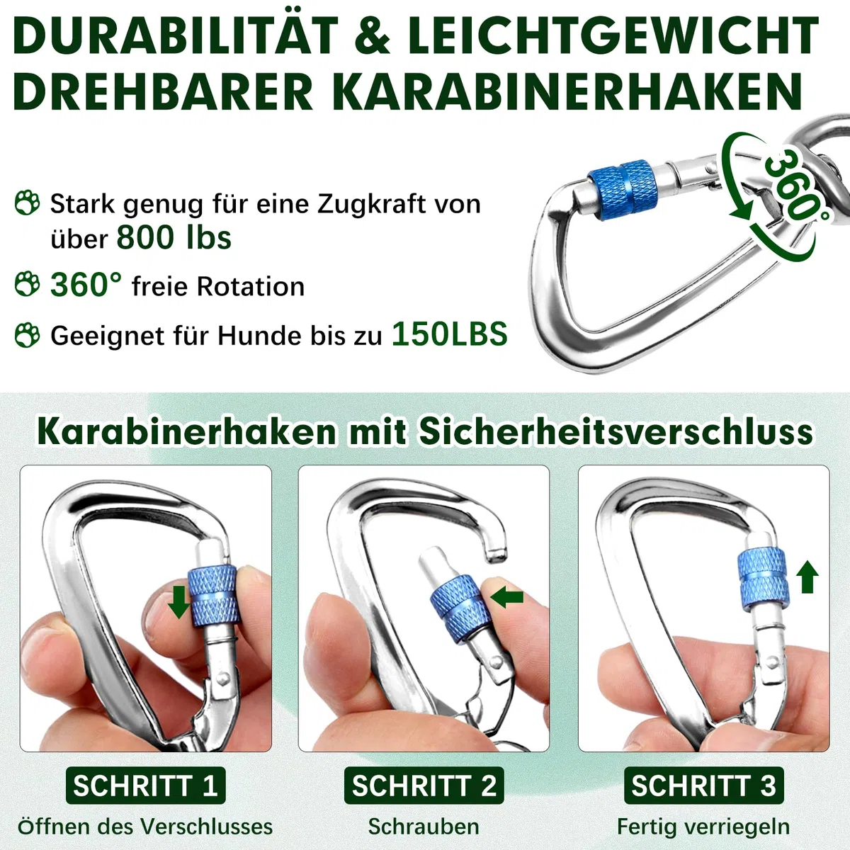 Schwerlast 40FT Metall-Hundekettenleine, Kaussicher, Rostfest, Mit Drehbarem Haken, Outdoor Hundebindekabel für Garten, Camping & Training, Für Mittel- bis Großhunde bis 150lbs
