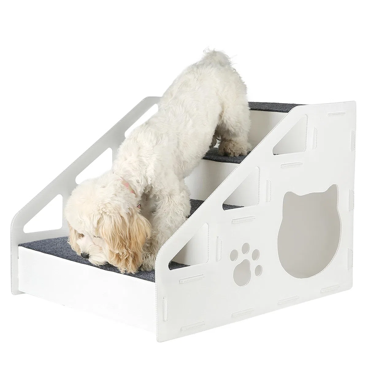 Hundetreppe, Hunderampe, rutschfest, Tragbar, Abnehmbar, für ältere Hunde, Katzenbett, Auto, Katze, 4 Schritt