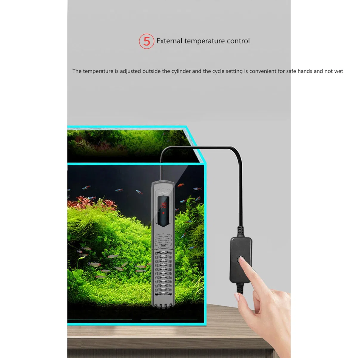 Explosionsgeschützter Heizstab für Aquarien mit Frequenzumwandlung, automatischer Heizstab für kleine Aquarien mit konstanter Temperatur, 200 W (200 W)