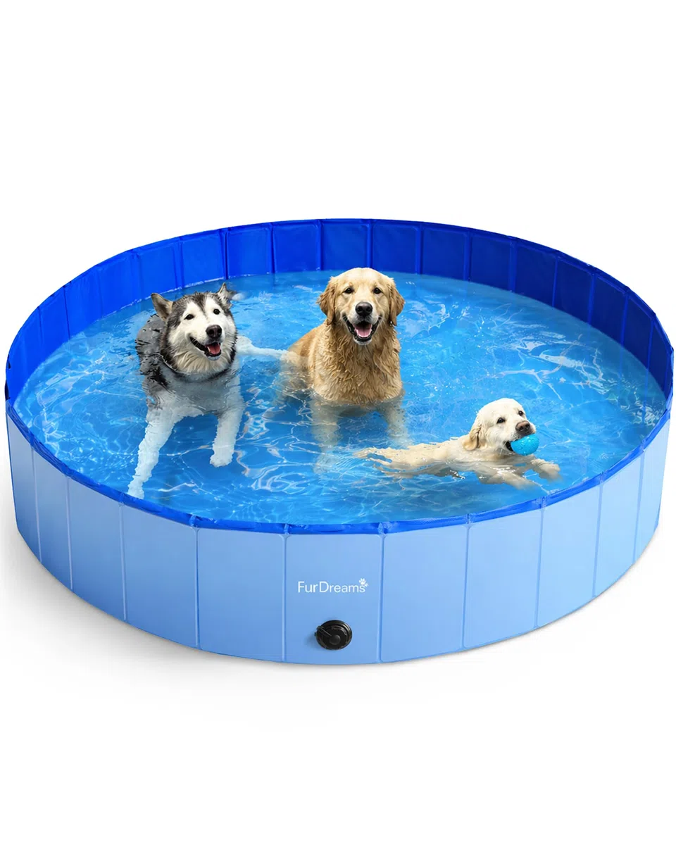 Furdreams Faltbares Haustier-Schwimmbecken, Hartplastik-Hundebadewanne, tragbares, multifunktionales, rutschfestes PVC-Kinderbecken für den Außenbereich enießen Sie Sommerglanz in Garten (Extra Large)