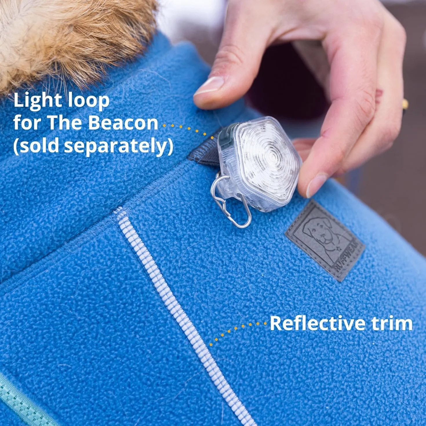 Ruffwear, Climate Changer Fleece-Hundejacke, ärmellose Silhouette für Kernwärme, schnell trocknendes Fleece, durchgehender Reißverschluss, Anschlüsse für die Leine vorne und hinten, reflektierender