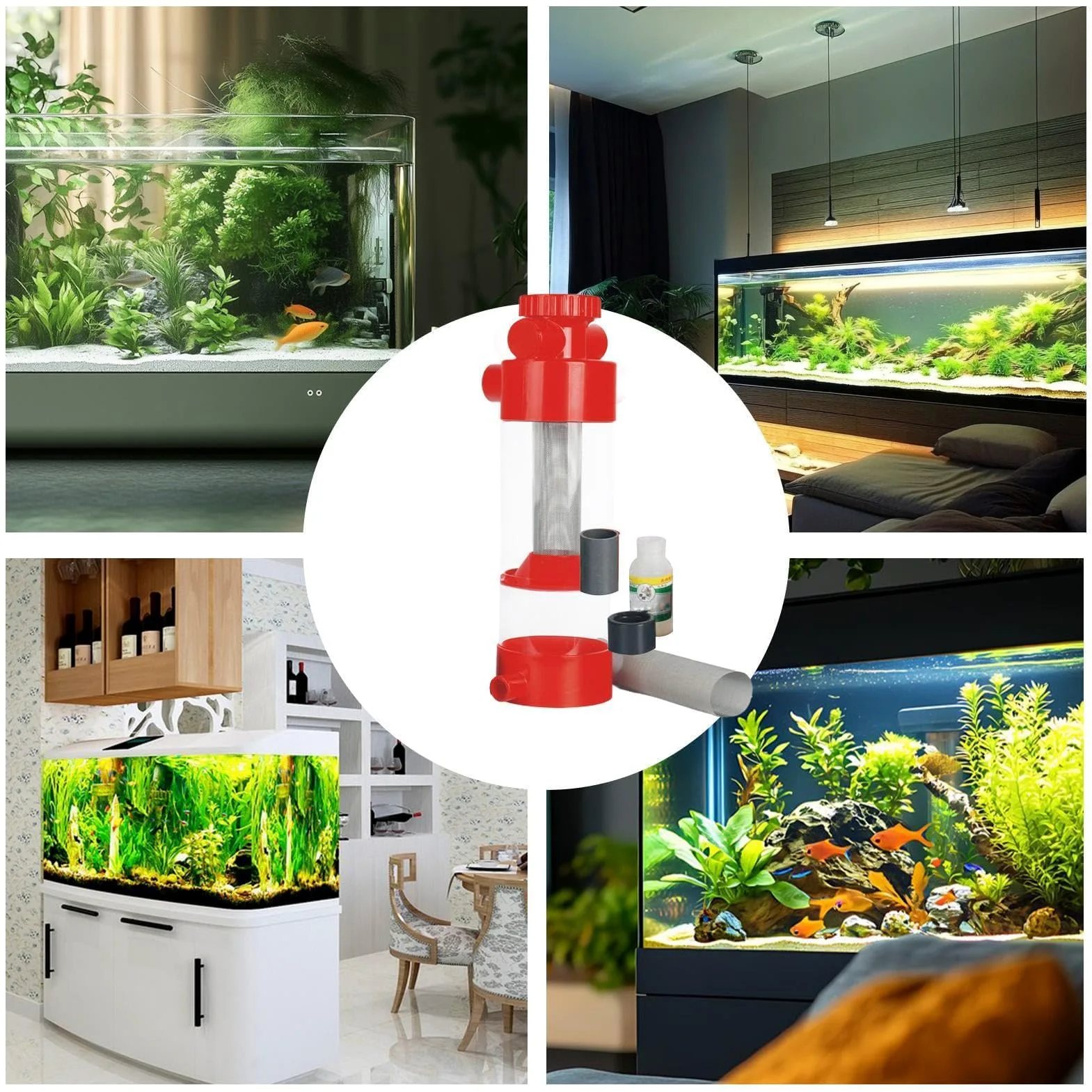 Aquarium-Abfallsammler, externer Aquarium-Reinigungsabscheider mit Edelstahl-Netzfilter, Sedimententfernungswerkzeug für Betta-Garnelen-Zuchtbecken