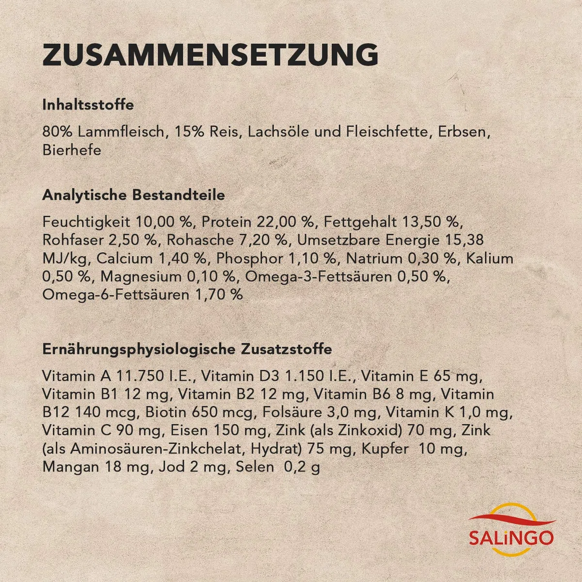 SALiNGO High Sensitive Hundefutter trocken, Trockenfutter Lamm und Reis, zuckerfrei, Single Protein, für Sensible Hunde mit hohem Fleischanteil, 15kg