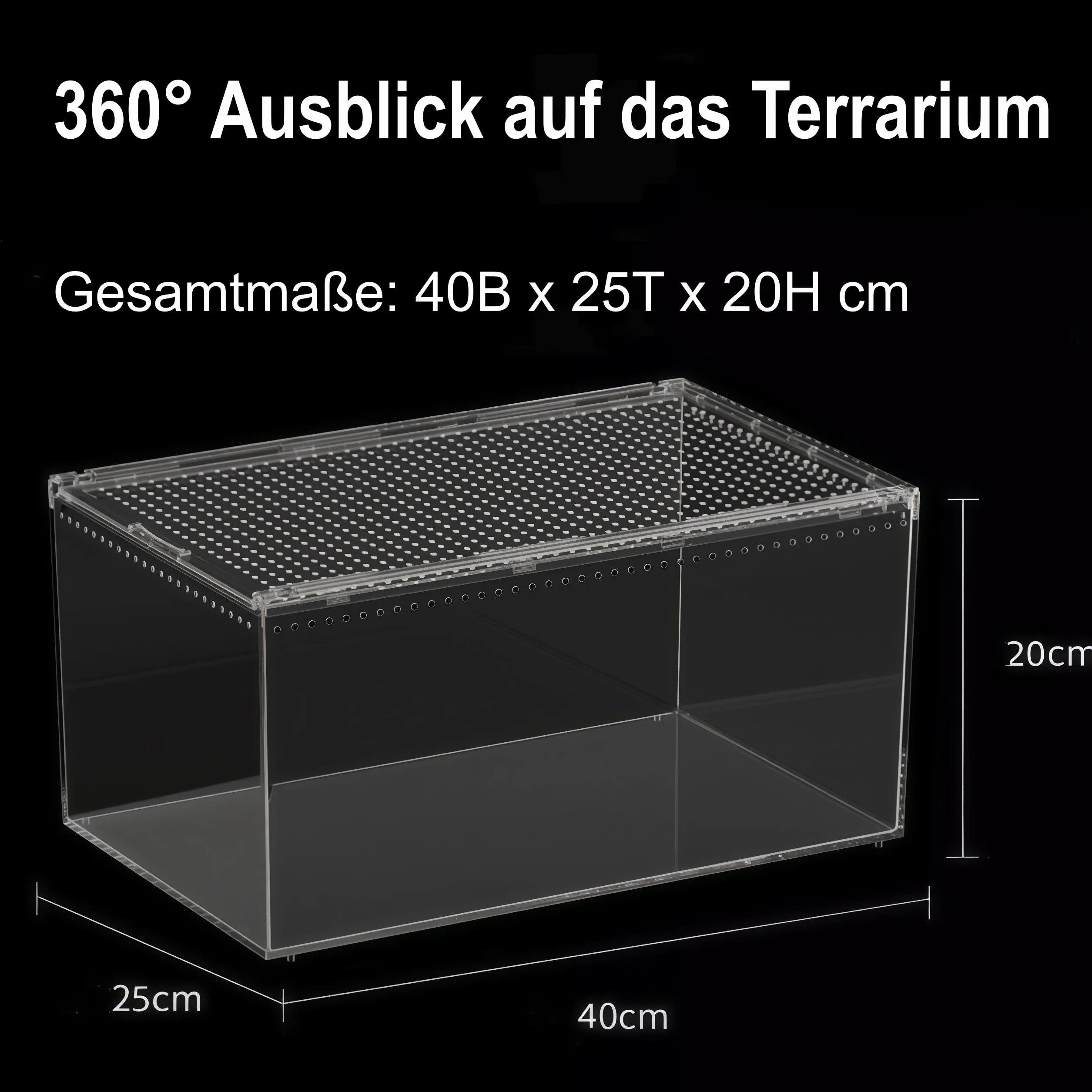 Reptilien Terrarium Box Magnetisches Acryl heimchenbox Terrarium stapelbares Reptil Fütterungsbox für Spinnen Skorpion Käfer Gehörnter Frosch