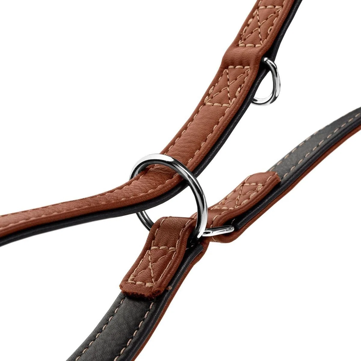 HUNTER Verstellbare Hundeführleine Canadian UP, Farbe: Cognac/schwarz, weiches, geschmeidiges Leder, 3-Fach verstellbar, nachhaltig, Made in Germany, Größe: 20/200