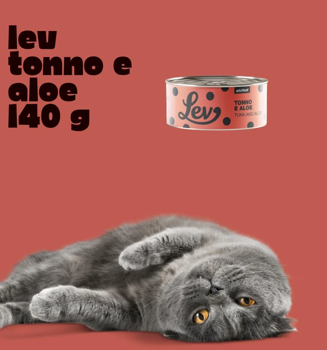 Lev Feuchtfutter für Katzen Adult Thunfisch und Aloe, Ergänzungsfuttermittel für ausgewachsene Katzen aller Größen und Rassen, Geschmack Thunfisch und Aloe | 12 Dosen mit je 140 g