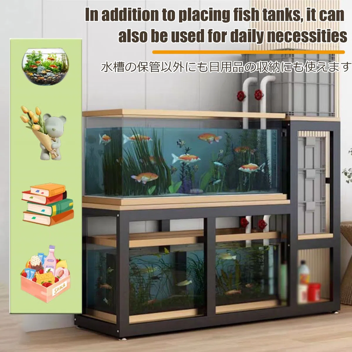 Aquarium Unterschrank 2-StöCkig, Kleiner AquariumstäNder Aquarienunterschrank Terrarium FischtankstäNder Mit Ablage Starke TragfäHigkeit FüR HeimbüRo(White)