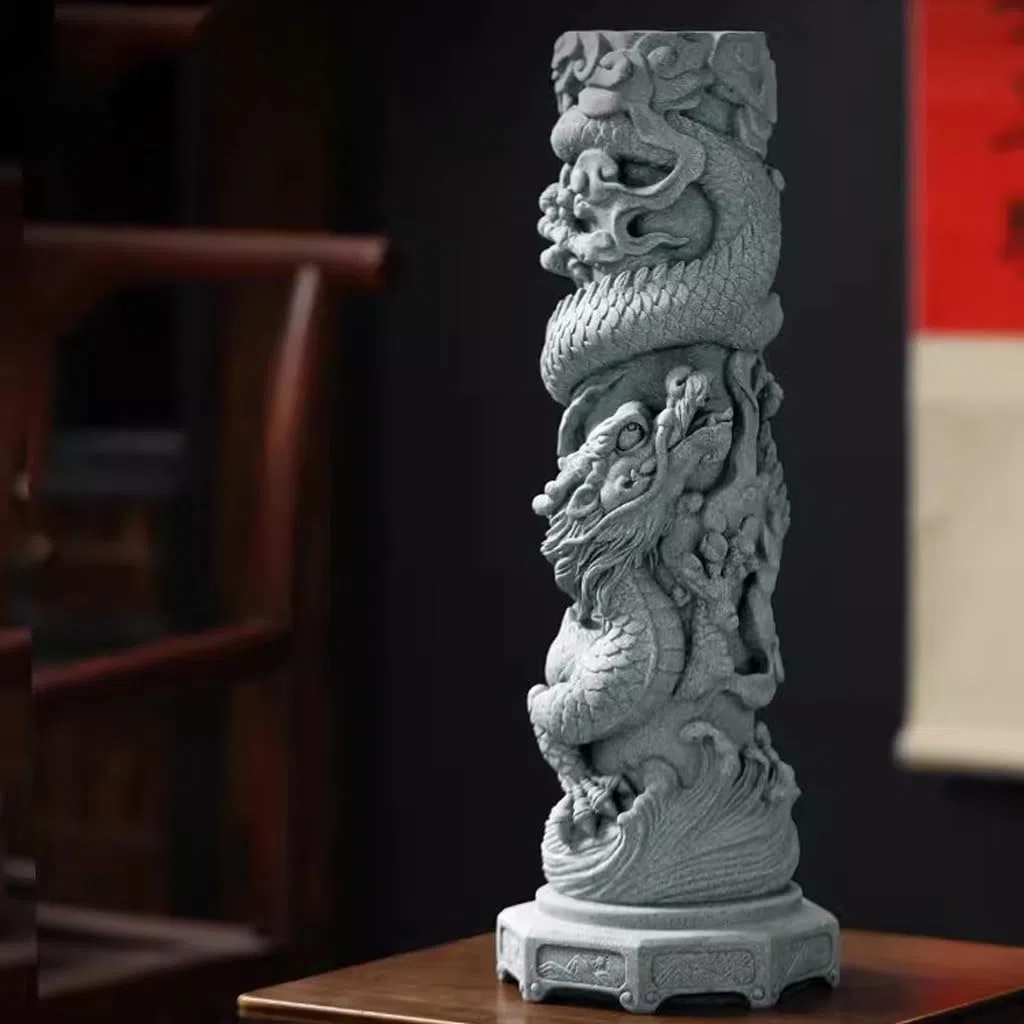 Tee Haustiere Tee Haustier Kreative Sandstein Neun Drachen Säule Aquarium Landschaftsbau Desktop Dekoration Chinesische Wohnkultur Figuren