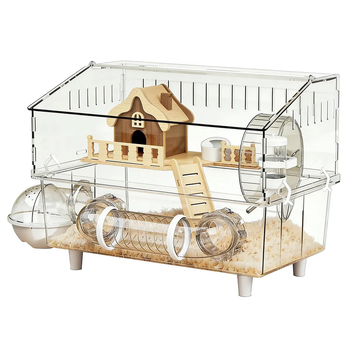 Großer Hamsterkäfig, Gehege, transparent, Acryl, 2 Etagen | Hamstergehege für Tierhandel, Beobachtung im Innenbereich, Spiele im Freien und zu Hause
