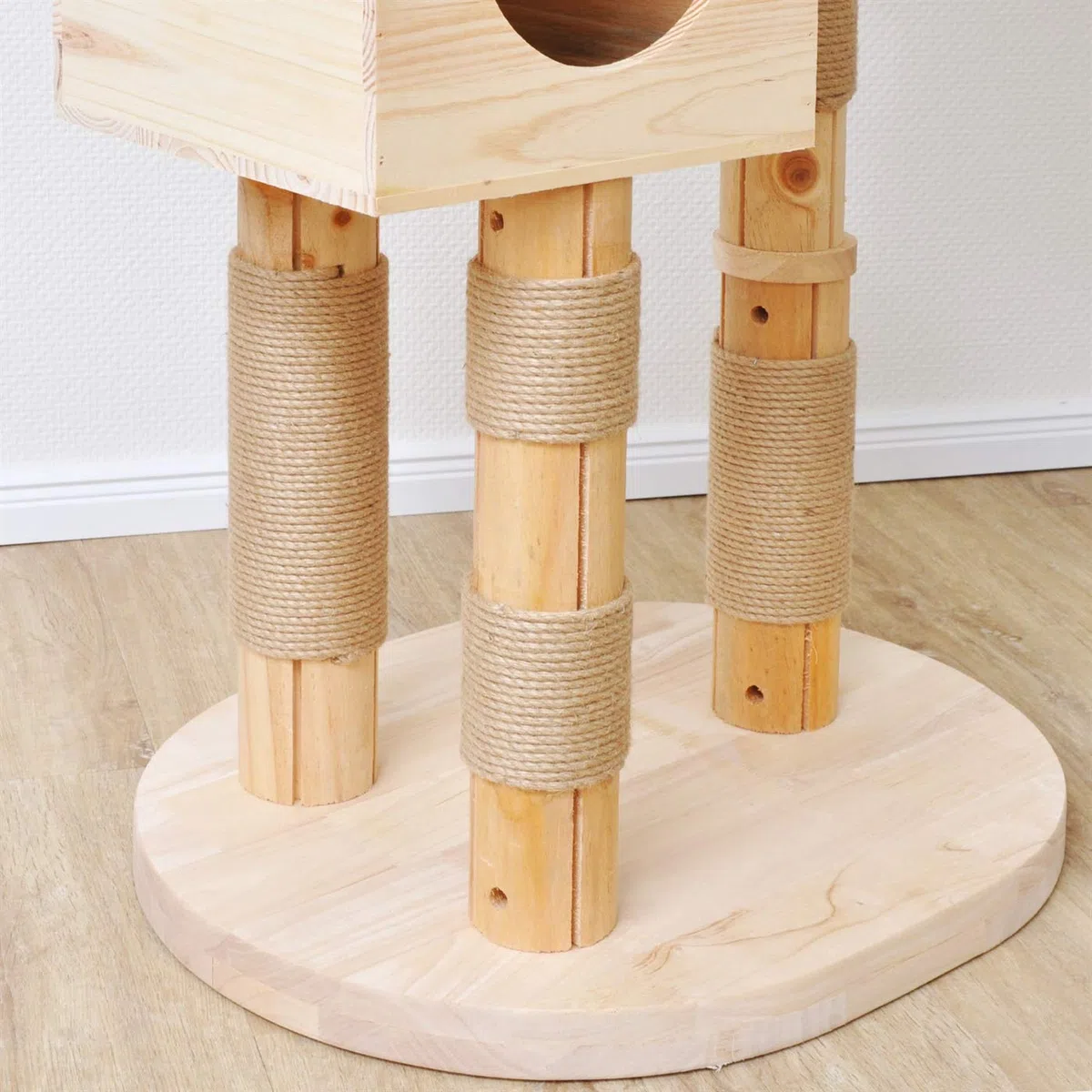 VOSS.PET Kratzbaum aus unbehandeltem Kiefernholz 1,63m, Simba, Katzenbaum, Kletterbaum, Katzenkratzbaum