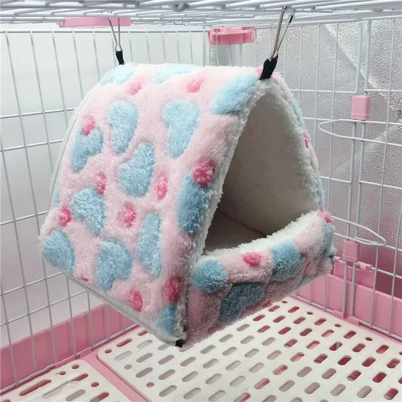Hamster-Spielzeug, Hamsterspielzeug, 2 Stück, weicher, bequemer Käfig aus Plüsch, for Aufhängen, Hängematte, Nest, Haus, Schlafbett, warmes, 03 S(02 M)
