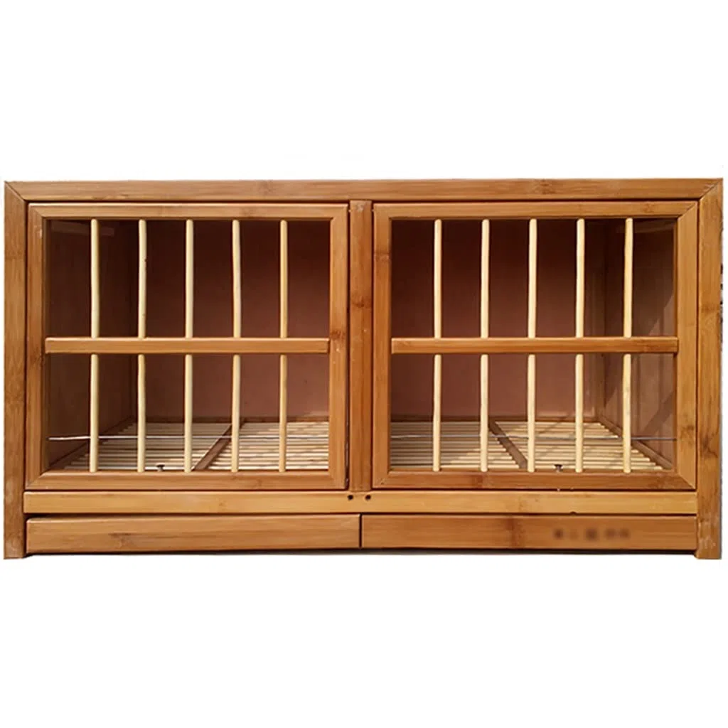 Taubenkäfig, Großer Bambus-Vogelkäfig im Freien, Tauben-Paarkäfig mit einem Stock, Oberer Klapptür, Mehrzweckkäfig mit 2 Herausnehmbaren Tabletts (Color : Brown, S : 31.5inches)