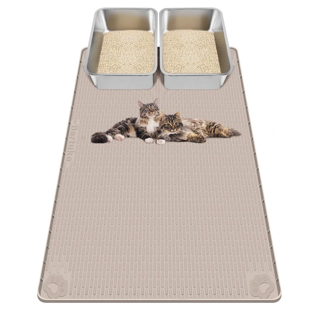 Kalolary Katzenstreu-Matten, 101,6 x 71,1 cm, extra große Silikon-Katzenmatte für Katzentoilette, leicht zu reinigen, weich auf Katzenpfoten, wasserdicht, urinfest, für den Boden, Khaki