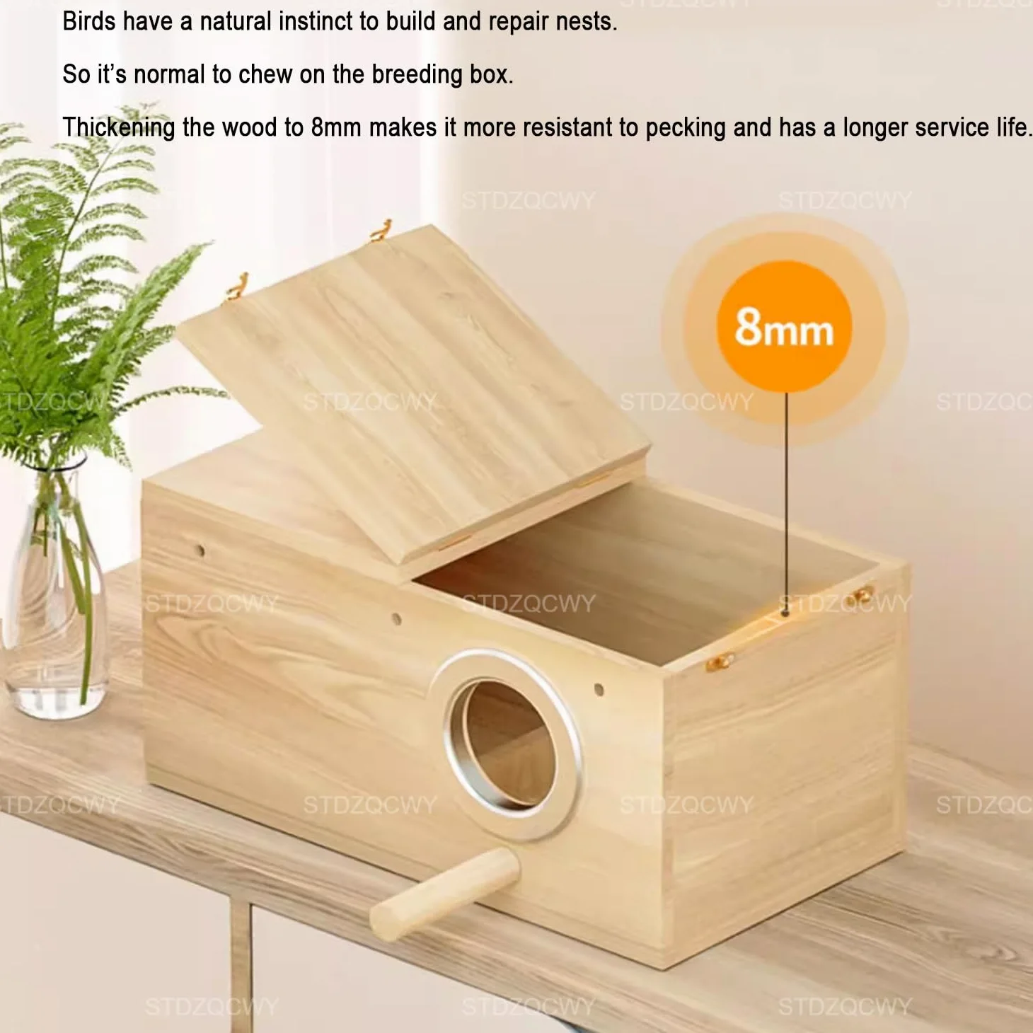 Robuster Nistkasten, Sittich-Nistkasten, Vogelnest-Aufzuchtkasten, Käfig-Holzhaus, für Finken-Lovebirds, Nymphensittiche, Wellensittiche, Sittiche, Zuckergleiter, Eichhörnchen, Ratten, Finken