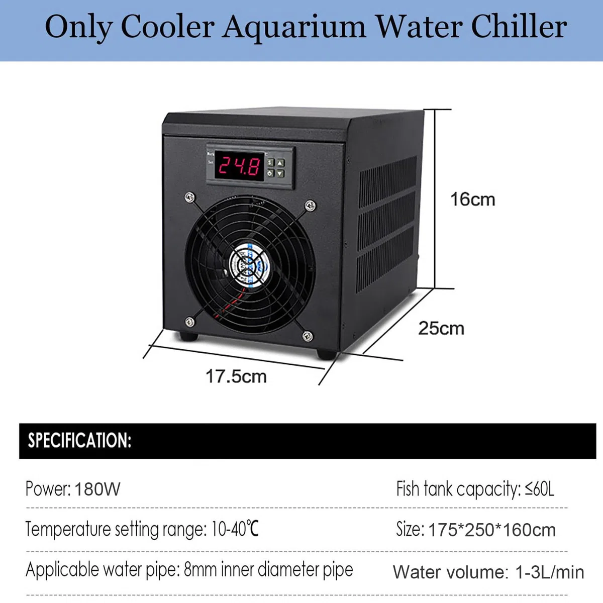 180W AquarienküHler, 6 L Kleines Thermostataquarium FüR Den Heimgebrauch, AquarienküHler Und -Heizung, Schnelle WäRmeableitung, FüR Meerwasser/SüßWasserhydrokultur,Cooling