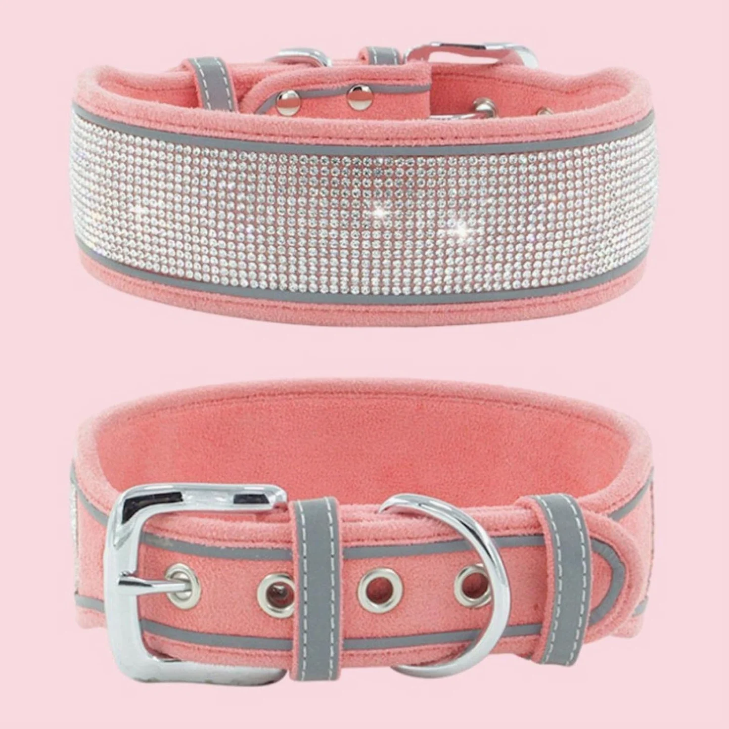 Hundehalsband, Luxuriöses Strasshalsband, weich und verstellbar, personalisiertes, reflektierendes Hundehalsband, glitzerndes, breites for kleine mittelgroße Hunde(Green,M)
