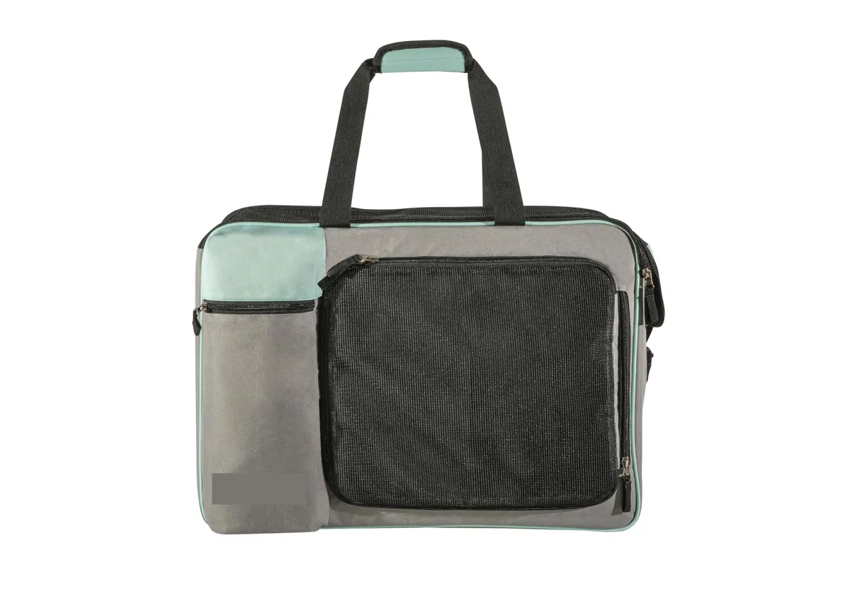Premium Hundeflugtasche 55x40x23 cm PET EUWI | aus recycelten PET-Flaschen | wasserabweisend und belastbar bis 12 kg, große Mesh-Öffnung, Rucksackfunktion & Trolley-Befestigung