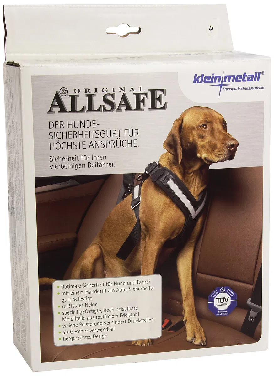 KLEINMETALL Allsafe Gürtel der Sicherheit für Hunde, Schwarz, Größe M