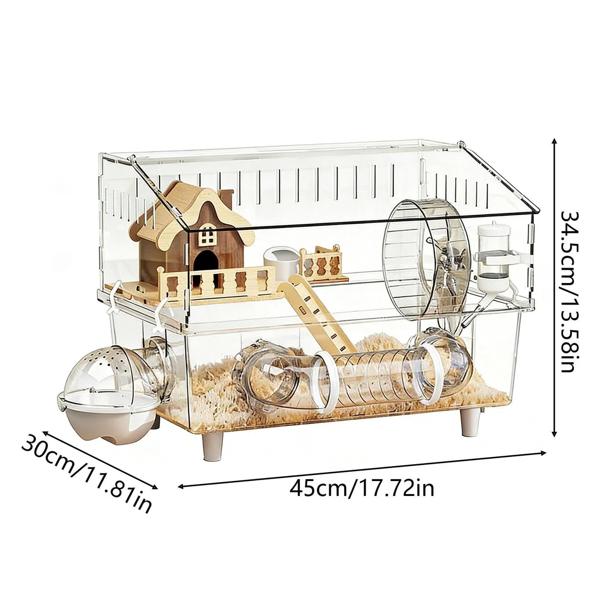 Großer Hamsterkäfig, Gehege, transparent, Acryl, 2 Etagen | Hamstergehege für Tierhandel, Beobachtung im Innenbereich, Spiele im Freien und zu Hause
