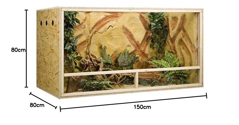 OSB Terrarium, Holzterrarium 150x80x80 cm mit Seitenbelüftung