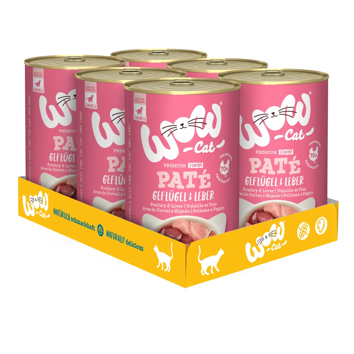 WOW Cat Junior Nassfutter Paté Geflügel & Leber 24 x 400g | ohne Getreide