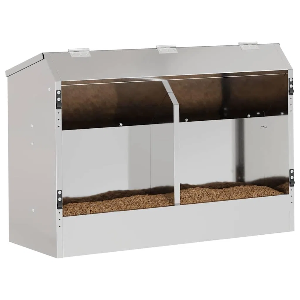 Kaninchenfütterer Silber aus verzinktem Stahl 64,5 x 25,5 x 45,5 cm wetterfester Futterautomat für Innen und Außen mit 6 kg Kapazität robuster Futterspender für Kleintiere und Kaninchen
