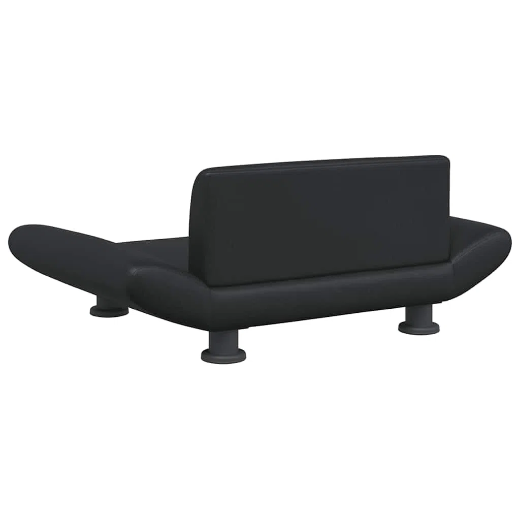 Hundebett Kunstleder Schwarz 70x45x28 cm mit Schaumstofffüllung, rutschfestem Bezug und stabilem Kiefernholzrahmen, ideal als Schlafplatz für kleine Hunde im Wohnzimmer oder Auto