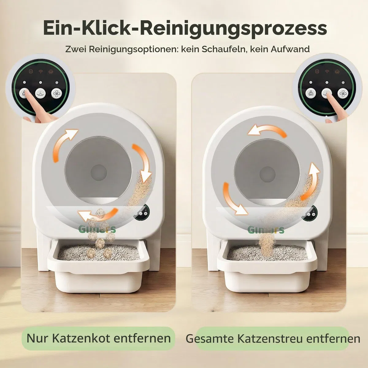 Gimars XXL 90L Selbstreinigende Katzentoilette mit App-Steuerung, Automatisches Katzenklo mit Matte, Müllbeuteln & Trittbrett, Dreifach-Sensor und Geruchskontrolle für Kätzchen, Alte & Mehrere Katzen