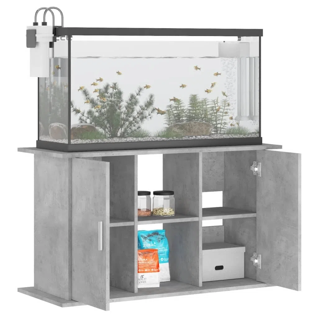 Homgoday Aquariumständer mit Fächer und Ablagen Aquarienschrank Aquarium Unterschrank Aquarium Tisch Aquarienunterschrank Terrarium Schrank Betongrau 101x41x58 cm Holzwerkstoff