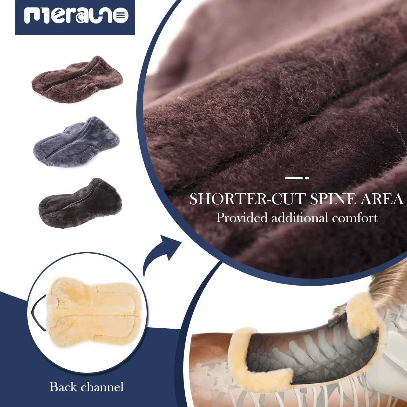 Lammfell Korrektur Pad Korrektur Half Saddle Pad Gesteppte Baumwolle 4 Taschen mit Memory-Foam-Einsätze