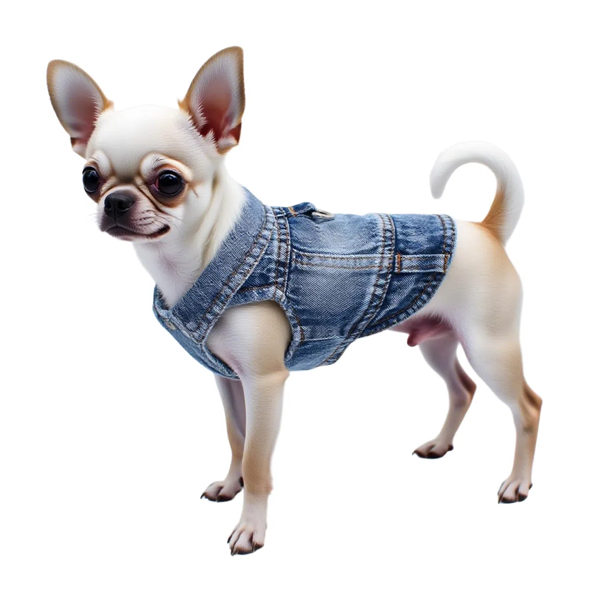 Hunde-Jeansjacke Hundejacke, Cooler Blauer Jeansmantel für kleine, mittelgroße Mädchen, Jungen, Welpen, Kleidung, Komfort-Reversgeschirr, Weste mit D-Ring für Leine
