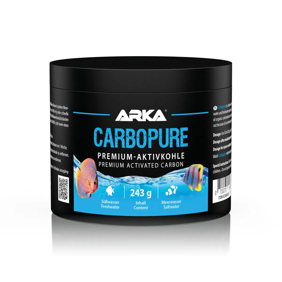 Aktivkohle Aquarium 500 ml – entfernt Trübstoffe, Medikamentenreste & Farbstoffe – für klares Wasser in Süß- & Meerwasseraquarien – säuregewaschen & dampfaktiviert – ARKA Carbopure