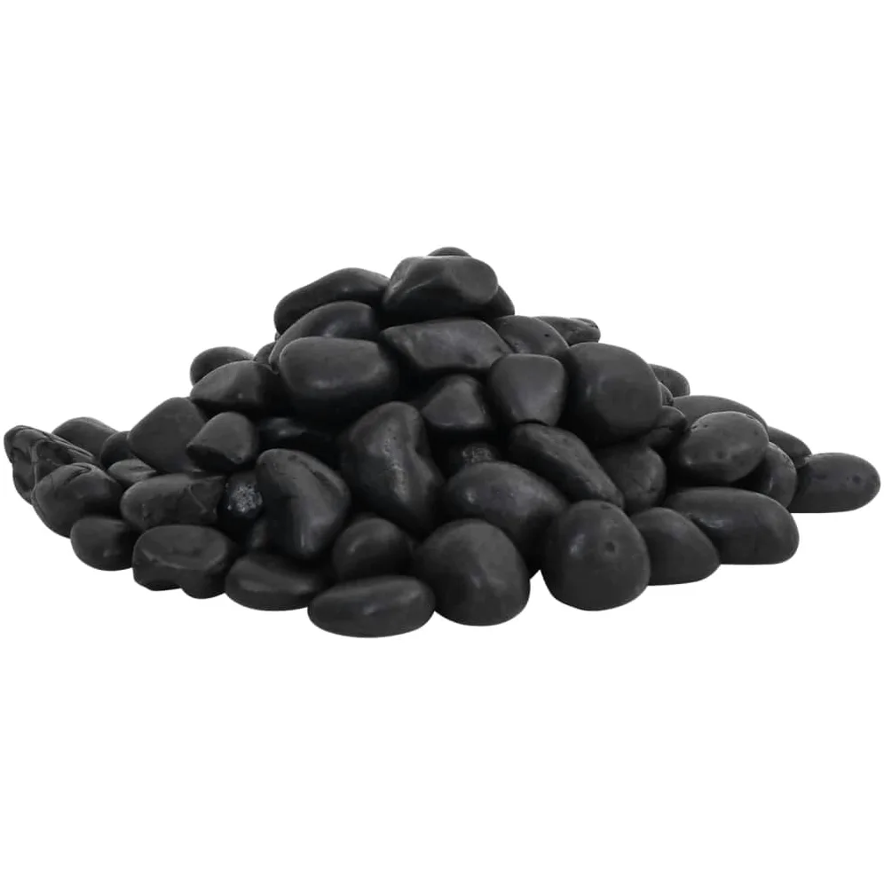 Polierte Kieselsteine Schwarz 25 kg, 2 bis 5 cm, Aquarien Kies für Landschaftsgestaltung und Bodendekoration, Terrarium Deko mit natürlichem Look