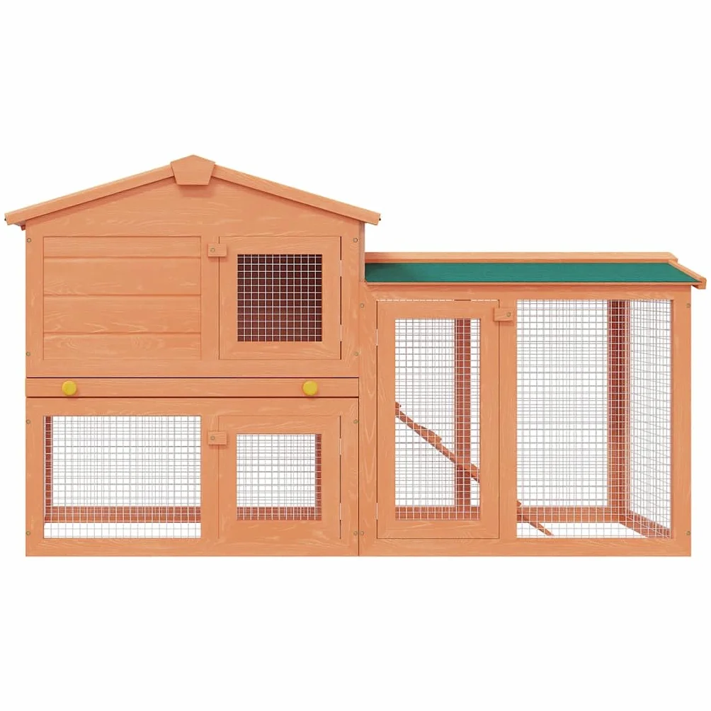 Großer Holz-Kaninchenstall mit 2 Ebenen, wetterfestem Dach, ausziehbarem Schubfach, stabilem Gitter, ideal für Kaninchen, Meerschweinchen, Nager, Indoor und Outdoor Nutzung