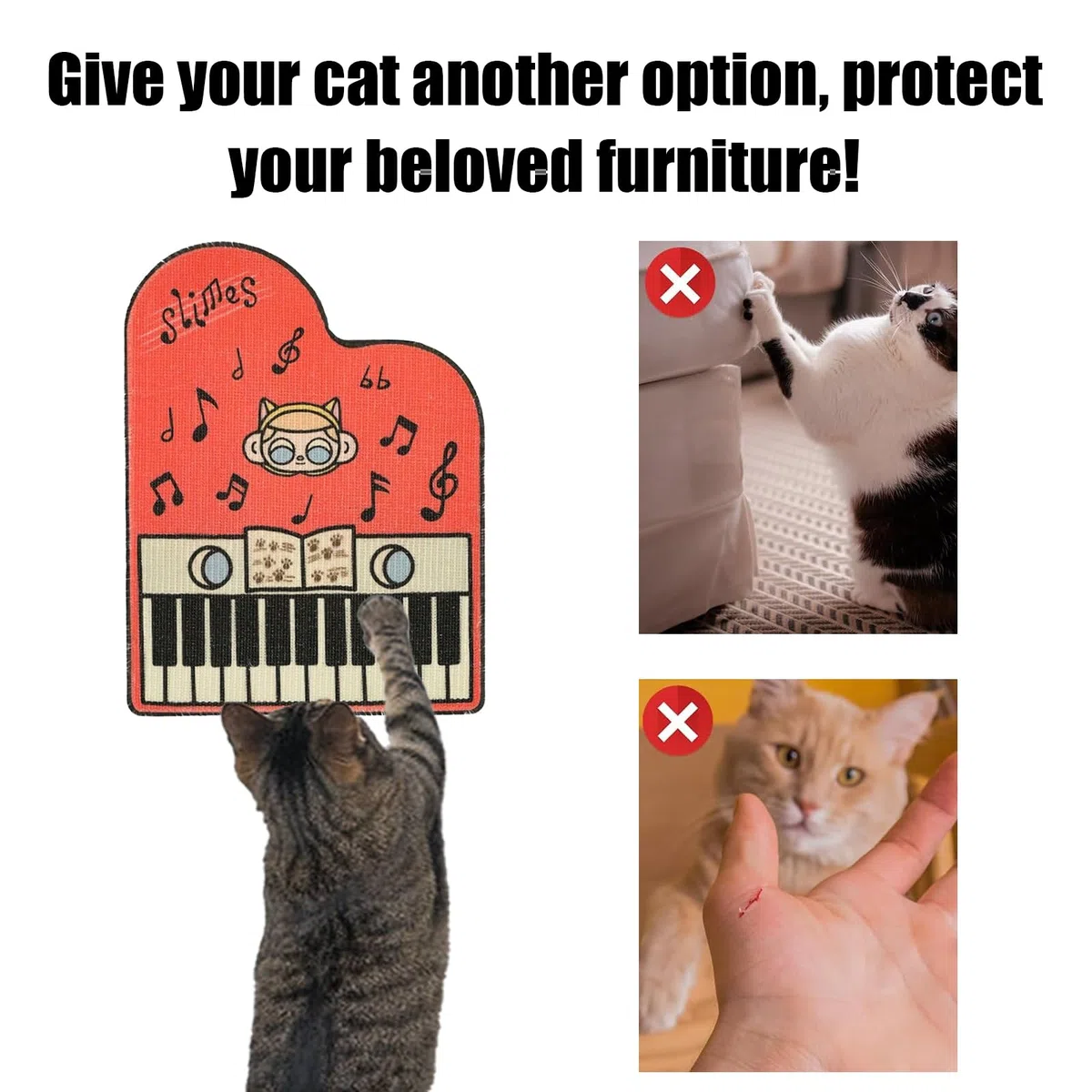 Kratzmatte Katze, 66 * 50cm Widerstandsfähig Katzenmöbel Fußmatte mit Klettverschlus für Katze Bäume Wand Möbel und Couch Schutz (Schwarz)