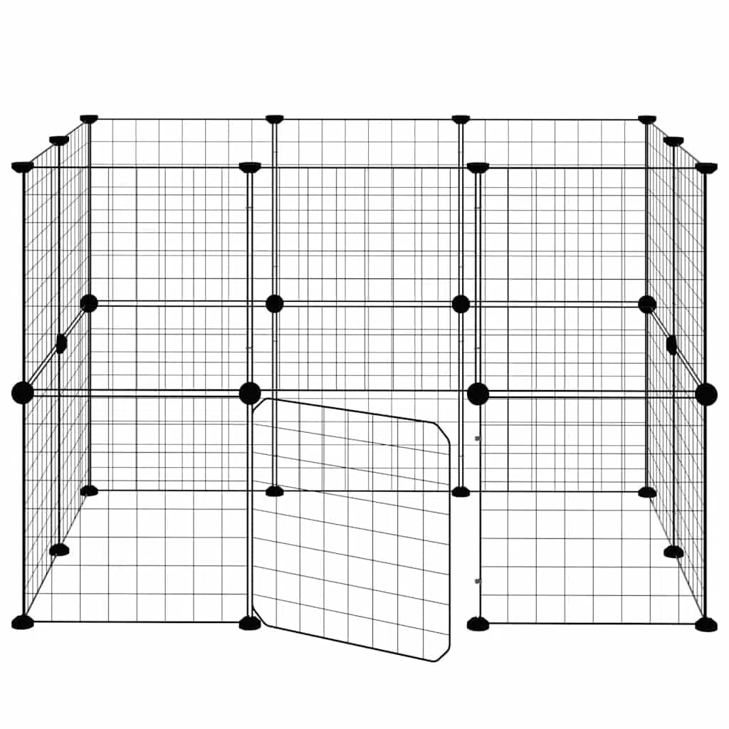 20-TLG. Haustierkäfig mit Tür Schwarz aus pulverbeschichtetem Stahl 35x35 cm, faltbar und erweiterbar, ideal als Gehege, Auslauf, Spielplatz für Kaninchen, Meerschweinchen, Hamster