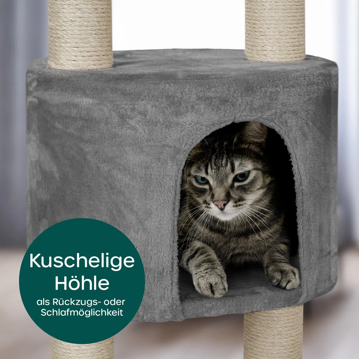 HAPPYPET XXL Kratzbaum Simba deckenhoch 260 cm - Kletterbaum Paradies, Extra Breit, Höhlen, Liegemulden, Großer Katzenbaum Stabil für Katzen, 9 cm Säulen, viel Zubehör