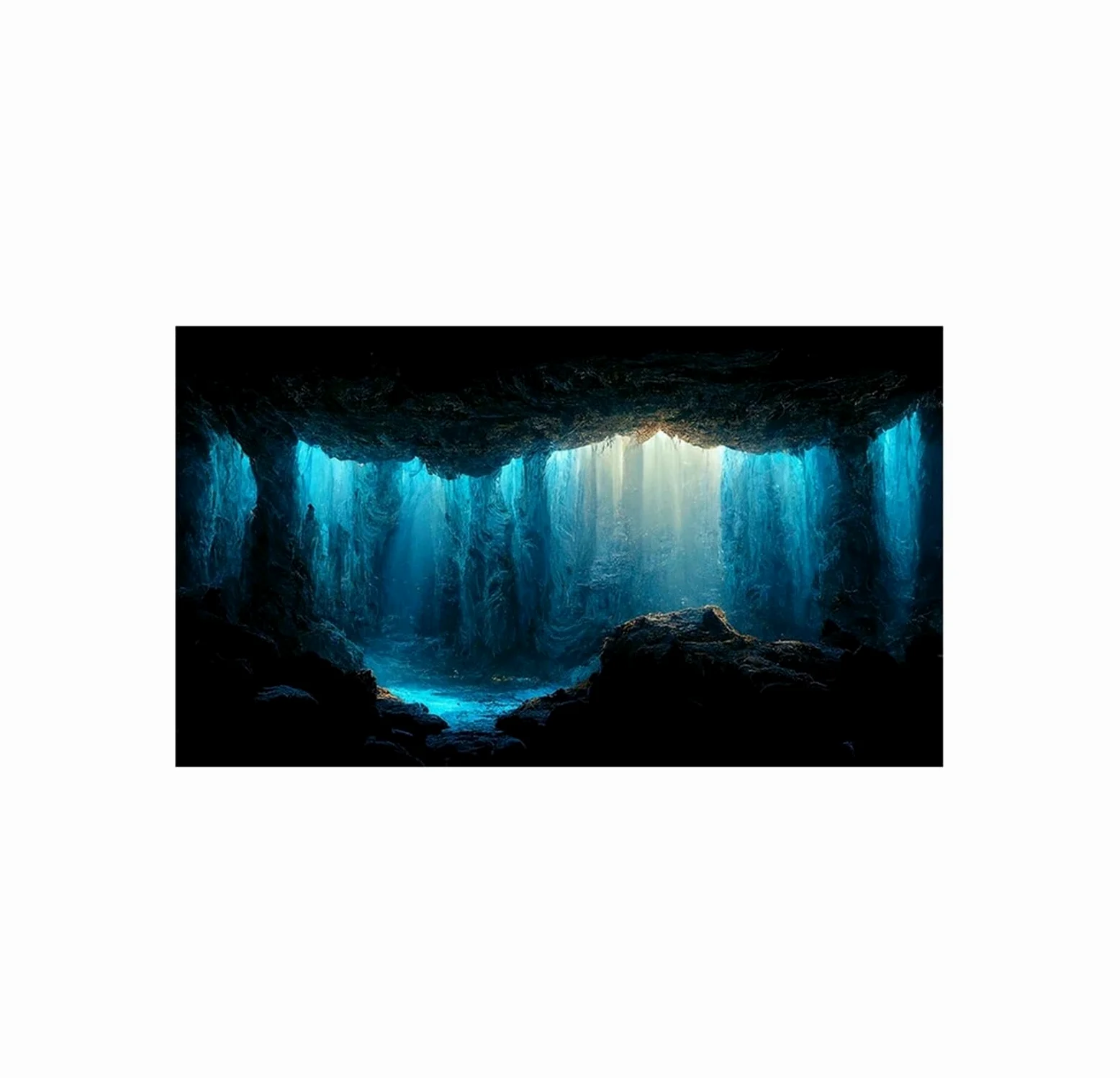 Aquarium Rückwand Aquarium-Hintergrundaufkleber, Unterwasserhöhlen-Steintapete, Aquarium-Hintergrunddekorationen, PVC-Landschaftsplakat(60x120cm)
