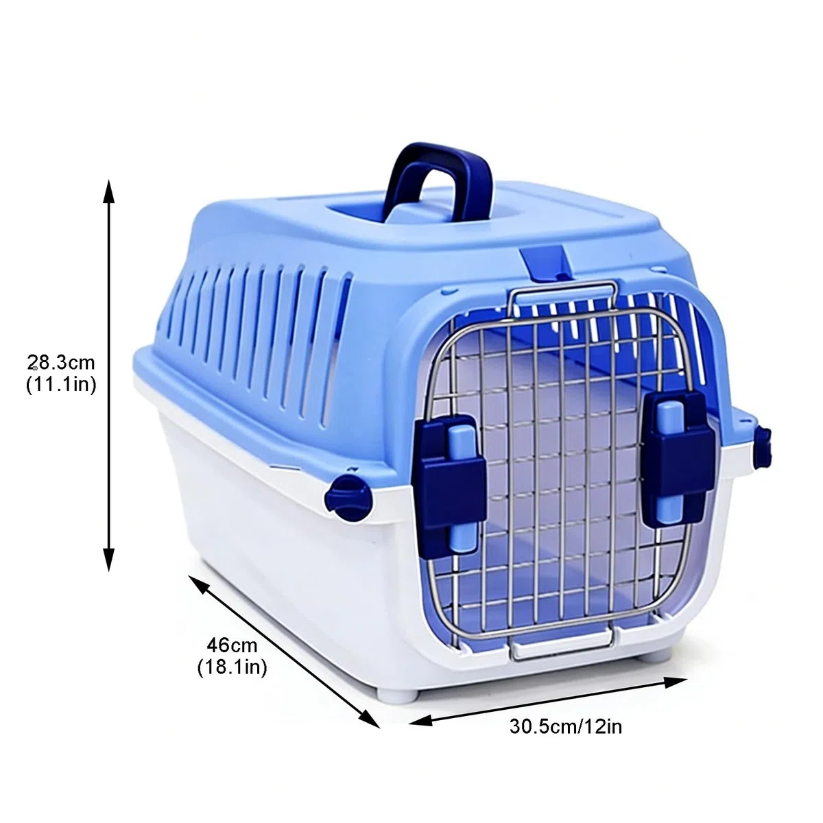 Katzenkäfig aus Kunststoff, tragbare Haustier-Transportbox mit ergonomischem Griff oben, autofreundliche Katzentrage für Kleintiere, Welpen, Kaninchen